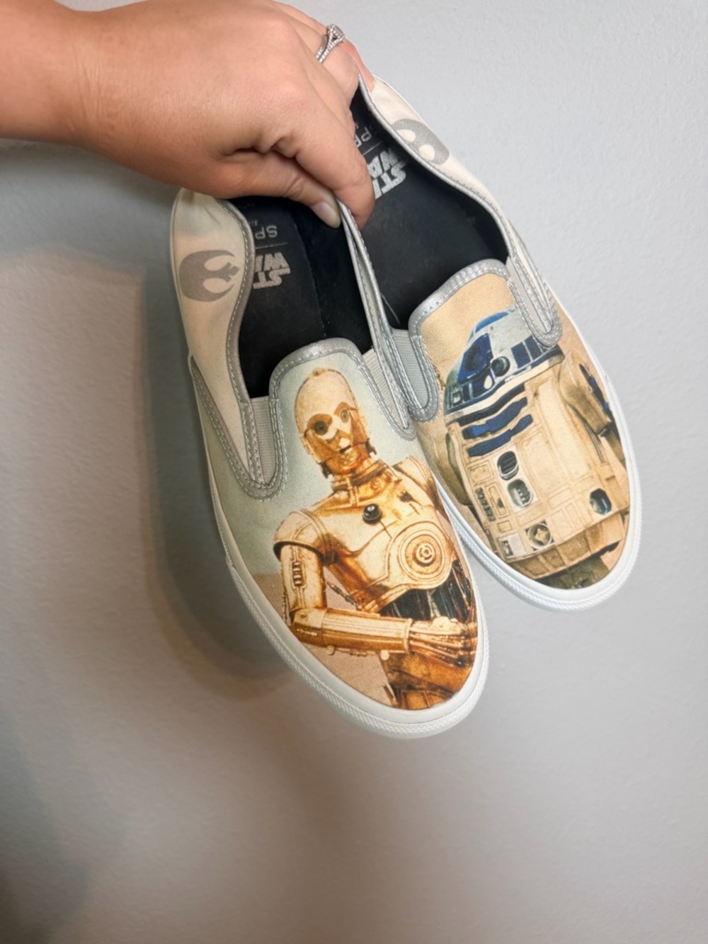 Sperry Star Wars Slip On Shoes Mens 10.5 Droids C-3PO R2-D2 White